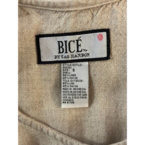 Vintage Bice by Sag Harbor Small Linen Rayon Beaded Beige Nude Maxi Tank Dress - Picture 7 of 8